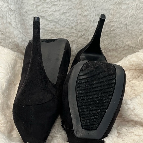 Womens Pumps Black Suede Hidden Platform Zipper Detail Size - Picture 4 of 5